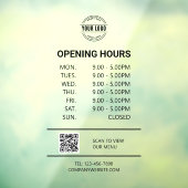 Kantoor openingstijd, zakelijke Logo, QR-code Raamsticker (Vel 3)