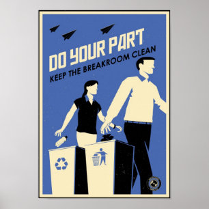Kantoor Propaganda: Breakroom (blauw) Poster