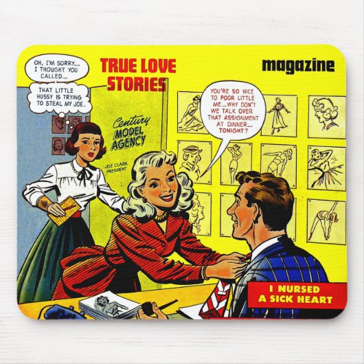 Kantoor Romance dame in rode  komieken Muismat (Voorkant)