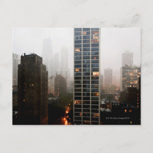 Kantoor torens, condos en Hancock Tower in mist Briefkaart