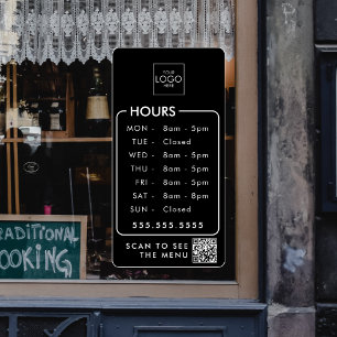 Kantoor uur met uw Logo QR Code Store Custom Raamsticker