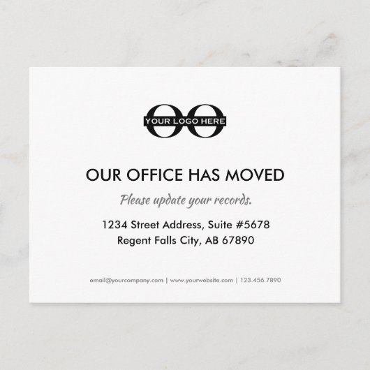 Kantoor Verplaatst Update je records Briefkaart (Voorkant)