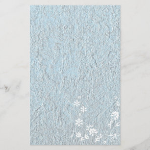 Kantoorartikelen Oud Papier Blauw Wit Bloemmotief