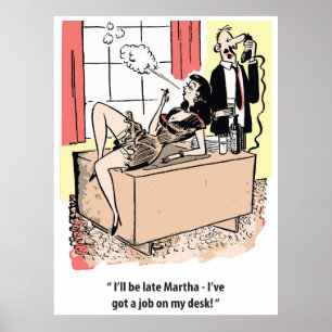 Kantoorhumor, baan op het bureau en bedriegende ec poster