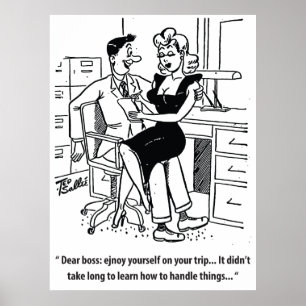 Kantoorhumor, man en mooie vrouw poster