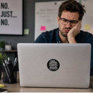Kantoorhumor Vergadering Kon E-mail Typografie Zij Ronde Sticker
