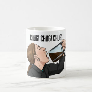 Kantoormeisje dat koffie uit de pot drinkt Humor Koffiemok