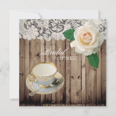 kantschuur hout Vrijgezellenfeest Tea Party Uitnod Kaart (Voorkant)