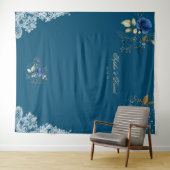 Kantwerk Blauwe Bloem Gouden Trouw Decoratie Wandkleed (In Situ (horizontaal))