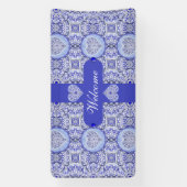 Kantwerk keramiek Blauwe Griekse tint Spandoek (Verticaal)