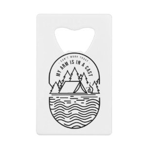 Kantwerk vandaag mijn arm is in een gegoten kredietkaart flessenopener