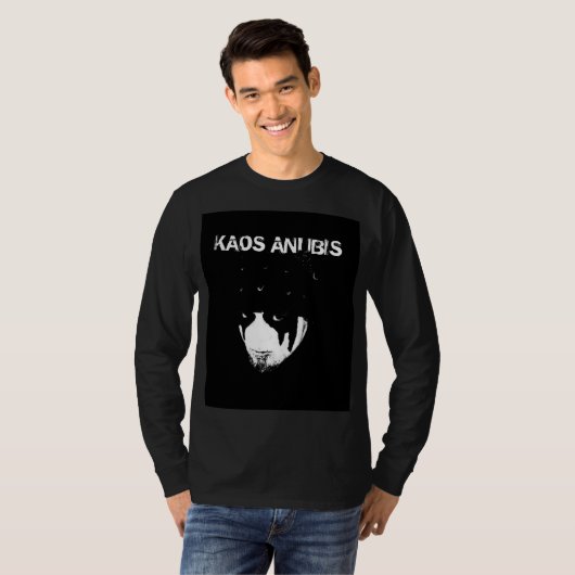 Kaos Anubis Long Meve B&W Face T-shirt (Voorkant volledig)