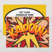 KAP-POW Je spraakballon leuk retro bericht Aankondiging (Voorkant / Achterkant)