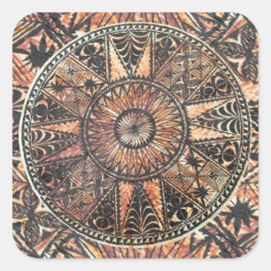 Kapa Primitive Hawaiian Tattoo Tapa Vierkante Sticker