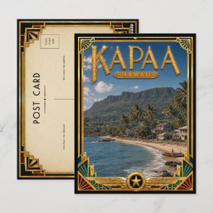 Kapaa Hawaii Vintage Art Deco Gouden Tijdperk Briefkaart