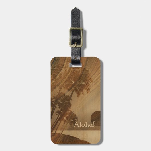 Kapaa Sunset Hawaiian Faux Koa Wood Bagagelabels (Voorkant verticaal)