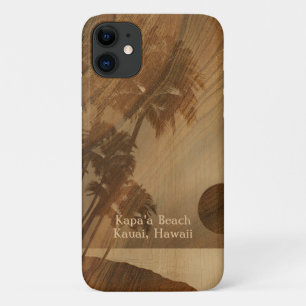 Kapaa Sunset Hawaiian Faux Koa Wood iPhone 11 Hoesje