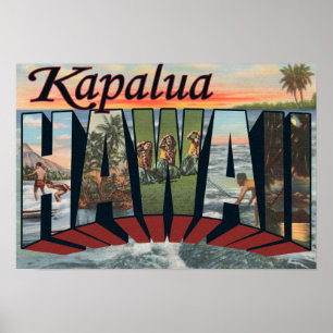 Kapalua, Hawaii - Grote lettertjes Poster