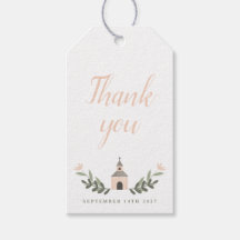 Kapel en Bloemen Zachte Blos Bedankt Tags