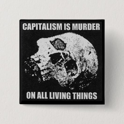 kapitalisme is moordknop vierkante button 5,1 cm (Voorkant)
