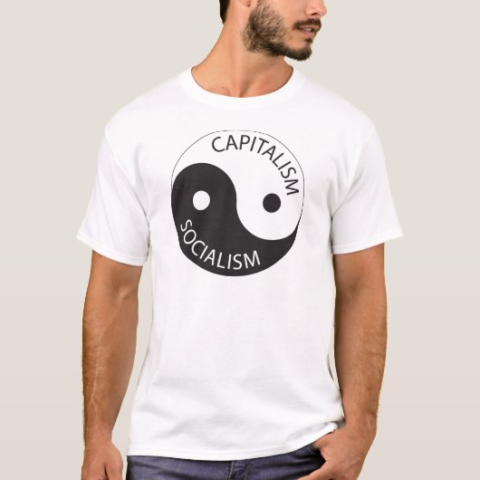 kapitalisme, socialisme; Yin, Yang T-shirt (Voorkant)