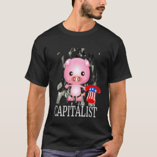 Kapitalist met varkensvlees in oom Sam Pet T-shirt