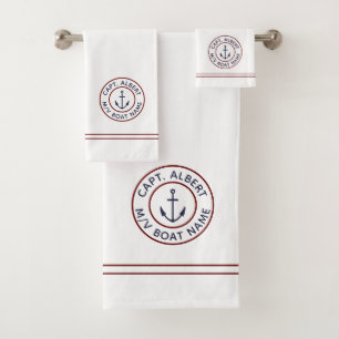 Kapitein Aangepaste anchor Logo White Towel Set Bad Handdoek