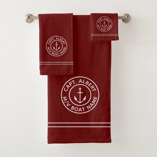 Kapitein Aangepaste anker Logo maroon Bad Handdoek (Insitu)