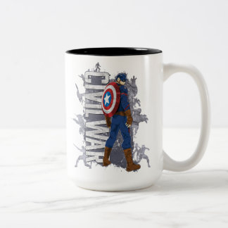 Kapitein America Civil War Teams Silhouette Tweekleurige Koffiemok