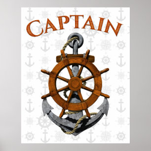Kapitein Anchor Nautical Poster