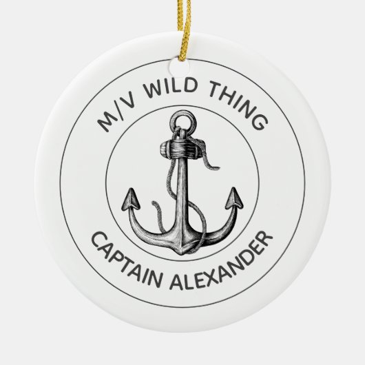 kapitein Anchor Speedboot Nautical Keramisch Ornament (Voorkant)