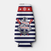 Kapitein Anker Nautical Oars Stripes gepersonalise Flesjeskoeler (Voorkant)