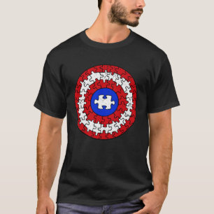 Kapitein Autisme Schild Puzzel Autisme Krijger Aut T-shirt