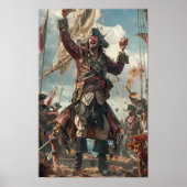 Kapitein Blackbeard Piratenschip Photorealistic Po Poster (Voorkant)