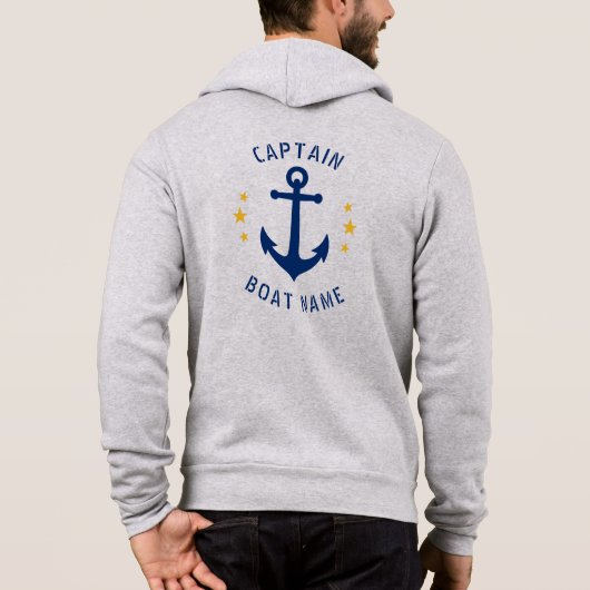 kapitein Boat, gouden sterren grijs Hoodie (Achterkant)