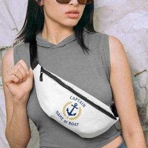 Kapitein Boat Naam Nautical Anchor Gold Laurel Sta Heuptasje