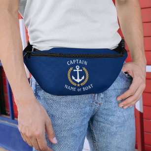 Kapitein Boat Naam Nautical Anchor Gold Laurel Sta Heuptasje