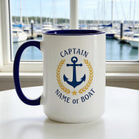 Kapitein Boat Name Anchor Gold Style Laurel Large