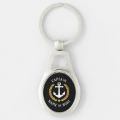 Kapitein Boat Name Anchor Gold Style Laurel Metal Sleutelhanger (Voorkant)