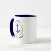 Kapitein Boat Name Anchor Gold Style Laurel Navy M Mok (Voorkant links)