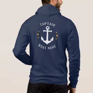  kapitein Boat Name Gold Stars Navy Hoodie