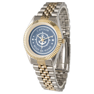 Kapitein Boat of naam marine van Anchor Compass Horloge