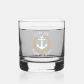 Kapitein Bootnaam Anker Gold Laurel Star Navy Whisky Glas (Voorkant)