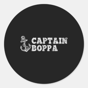 Kapitein Boppa Zeilen Varend Ouderwets Bootanker Ronde Sticker