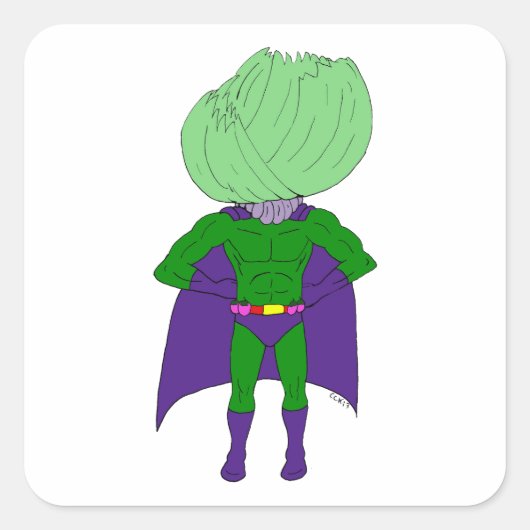 Kapitein Cabbage Vierkante Sticker (Voorkant)