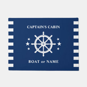 Kapitein Cabin Boat Naam Navy Blue Deurmat
