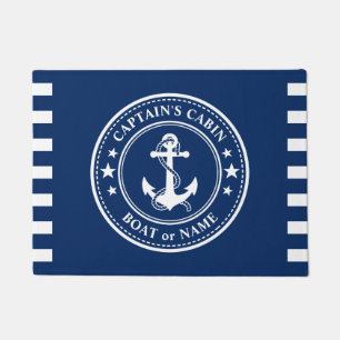 Kapitein Cabin Boat Name Navy Deurmat