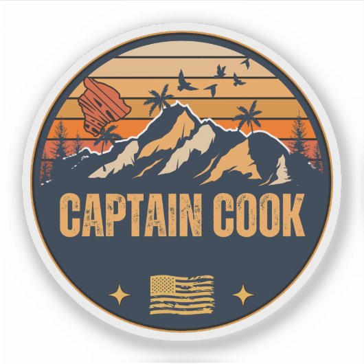Kapitein Cook, Hawaï Sticker (Voorkant)