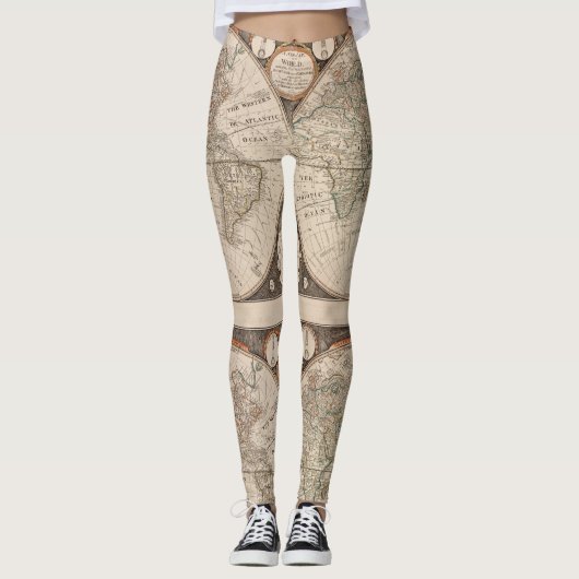 Kapitein Cook Wereldkaart 1799 Leggings - Koel (Voorkant)