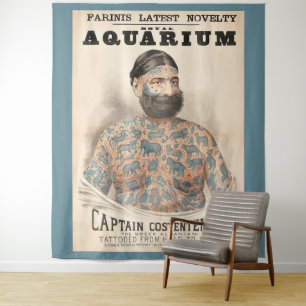 Kapitein Costentenus tatoeëerd man uit 1880 Wandkleed